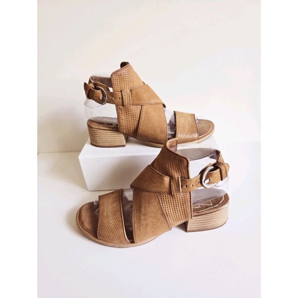 Miz Mooz Fiji Buckle Leather Strappy Criss Cross Open Peep Toe Sandals 37 6.5 7 - Picture 12 of 12